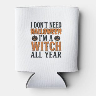 Lustige Hexe ganzjährig Halloween-Typografie-Desig Dosenkühler
