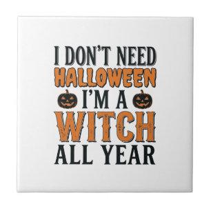 Lustige Hexe ganzjährig Halloween-Typografie-Desig Fliese