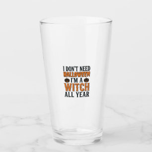 Lustige Hexe ganzjährig Halloween-Typografie-Desig Glas