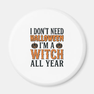 Lustige Hexe ganzjährig Halloween-Typografie-Desig Magnet