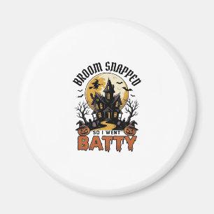 Lustige Hexe Halloween Spukhaus Batty Grafik Magnet