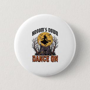 Lustige Hexen-Tänzerin Vintage-Halloween-Gravur Sh Button