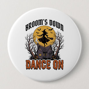 Lustige Hexen-Tänzerin Vintage-Halloween-Gravur Sh Button