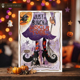 Lustige Hexenbeine Hokus Fokus Halloween-Karte Karte