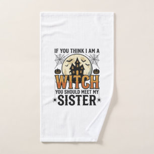 Lustige Hexenschwester Halloween Vintage Grafik_1 Handtuch