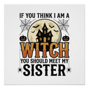 Lustige Hexenschwester Halloween Vintage Grafik_1 Poster