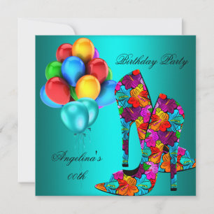 Lustige High Heel Schuhe Geburtstagsfeier Ballons Einladung