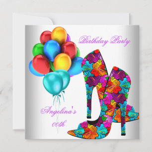 Lustige High Heel Schuhe Geburtstagsfeier Ballons Einladung