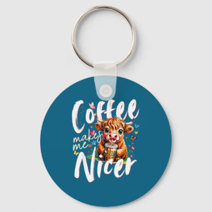 Lustige Highland-Cow-Coffee-Macht-Mich-Netter-Zita Schlüsselanhänger