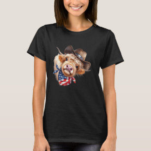 Lustige Highland-Kuh Schottisches Vieh 4. Juli Ame T-Shirt