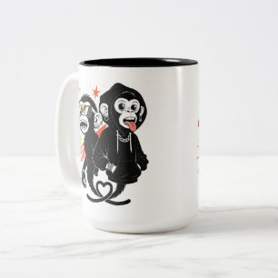 Lustige Hip-Hop-Kunst mit Affe und Gorilla Zweifarbige Tasse