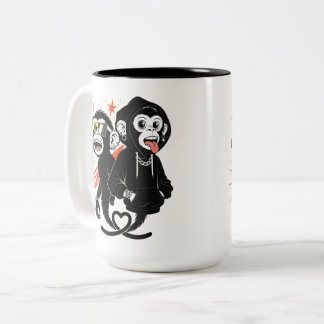 Lustige Hip-Hop-Kunst mit Affe und Gorilla Zweifarbige Tasse