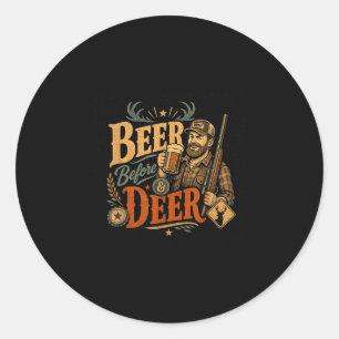Lustige Hirschjagd Bier-Vater Vatertag Retro 70er Runder Aufkleber