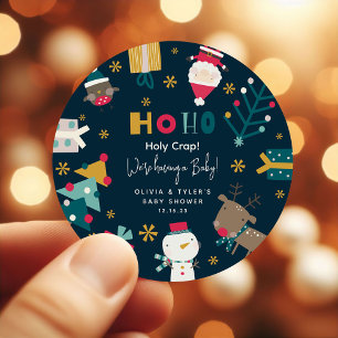 Lustige 'Ho Ho Heilige Scheiße' Weihnachts-Baby-Pa Runder Aufkleber