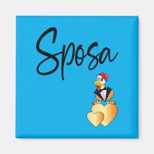 Lustige Hochzeit Bräutigam Huhn Italienische Sposa Magnet