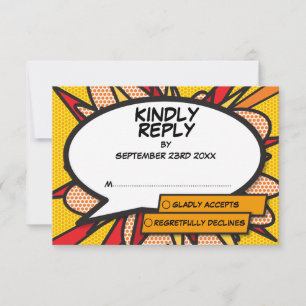 Lustige Hochzeit Bunte Sprechblase RSVP Karte