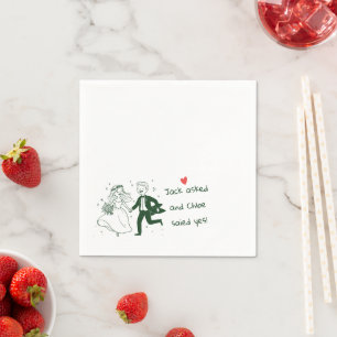 Lustige Hochzeit süßes Paar handgezeichnet Serviette
