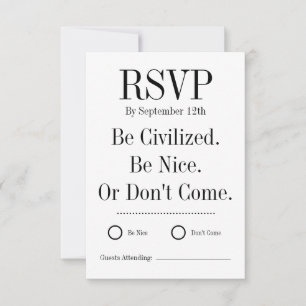 Lustige Hochzeits-Antwortkarte RSVP Karte