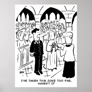 Lustige Hochzeits-Cartoon - Bräutigam Streich Poster