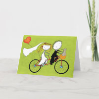 Lustige Hochzeitseinladung für Radfahrer und Katze
