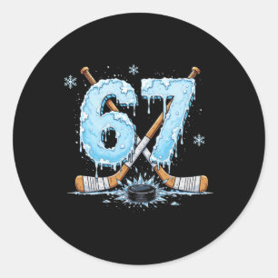 Lustige Hockey-Fans triefen 6-7 Nummer Sechs Siebe Runder Aufkleber