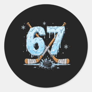 Lustige Hockey-Fans triefen 6-7 Nummer sechs siebe Runder Aufkleber