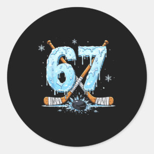 Lustige Hockey-Fans tropfen 6-7 Nummer Sechs Siebe Runder Aufkleber