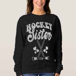 Lustige Hockey-Schwester Frisbee-Liebhaberin Retro Sweatshirt