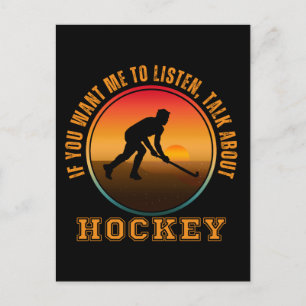 Lustige Hockey-Sprüche Vintage-Silhouette-Spieler Postkarte
