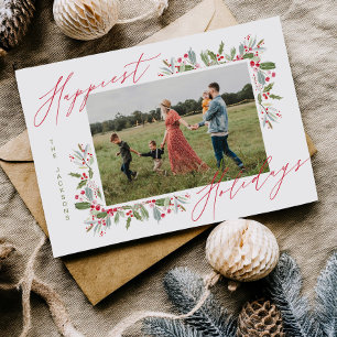 Lustige Holly-Weihnachts-Feiertags-Familien-Fotoka Feiertagskarte