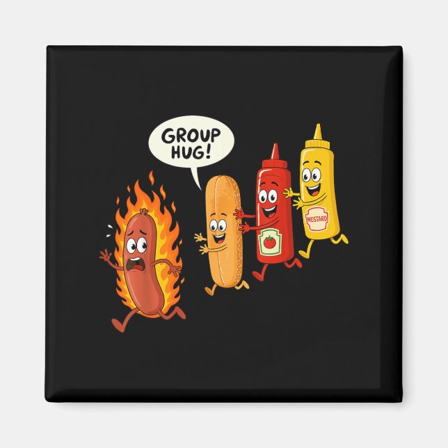 Lustige Hotdog-Gruppenumarmung Wurst Brötchen Chup Magnet (Vorne)