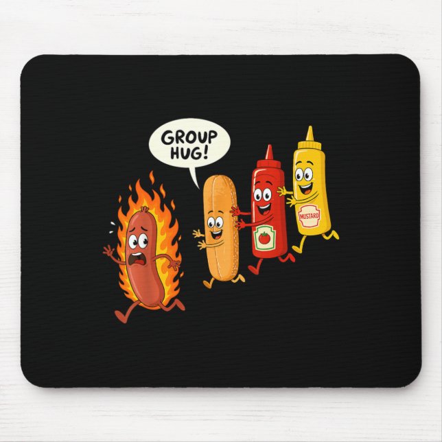 Lustige Hotdog-Gruppenumarmung Wurst Brötchen Chup Mousepad (Vorne)