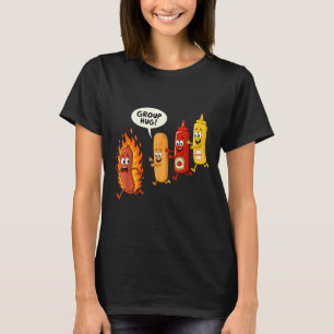 Lustige Hotdog-Gruppenumarmung Wurst Brötchen Chup T-Shirt