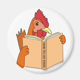 Lustige Huhn-Lesebuch-Cartoon-Henne Magnet