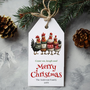 Lustige Hühner-Geschenkkarte editierbar Feiertagsn Geschenkanhänger