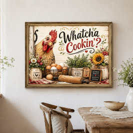 Lustige Hühner Hahn Farmhaus Küchenwand Kunst Poster