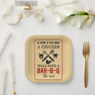 Lustige Hühner Kuh Schwein Barbecue Party Pappteller