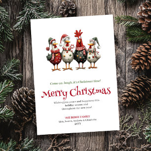 Lustige Hühner Künstlerische Weihnachtsgrußkarte Feiertagskarte