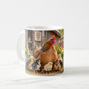 Lustige Hühner-Mama und Küken Design Kaffeetasse
