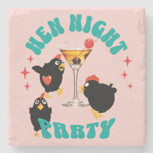 Lustige Hühner Nacht Party Lustiges Huhn Steinuntersetzer