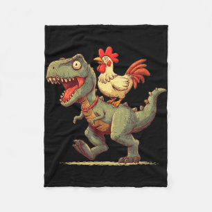 Lustige Hühner reitende Dinosaurier-Grafik für Jun Fleecedecke