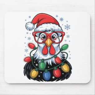 Lustige Hühner-Weihnachtsbaumlichter Santa-Hut Xma Mousepad