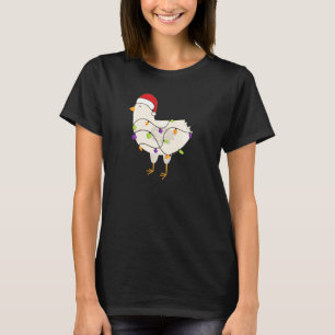 Lustige Hühner-Weihnachtsbeleuchtung für Santa Huh T-Shirt