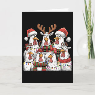 Lustige Hühner-Weihnachtslichter Bauernhof Tier Sü Karte