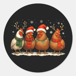 Lustige Hühner-Weihnachtslichter Bauernhof Tier Sü Runder Aufkleber
