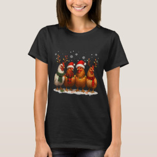 Lustige Hühner-Weihnachtslichter Bauernhof Tier Sü T-Shirt
