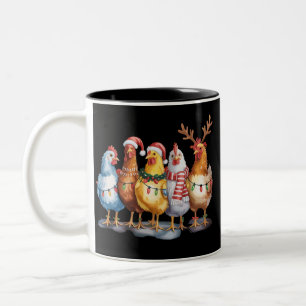Lustige Hühner-Weihnachtslichter Bauernhof-Tier-We Zweifarbige Tasse