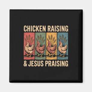 Lustige Hühneraufzucht & Jesus Preisender Humo Magnet