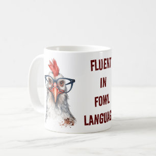 Lustige Hühnerbrille Geflügelsprache Wortspiel Kaffeetasse