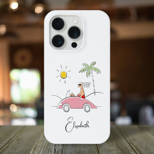 Lustige Humorvolle Cartoon-Dame Luxusauto Palme iPhone 15 Pro Hülle